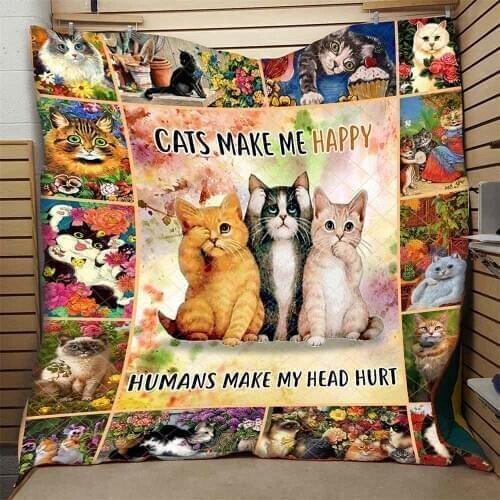 High End Quilt Cute Cat Lovely Creative Comfortable Kids School Adults Bed Summer Autumn Quilt Hot Sales Dropshipping