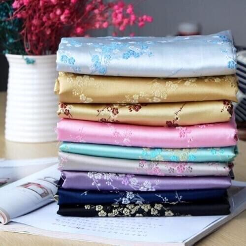 Winter Plum Artificial Silk Thick Brocade Cloth Handmade DIY Pouch Bag Fabric Width 75CM