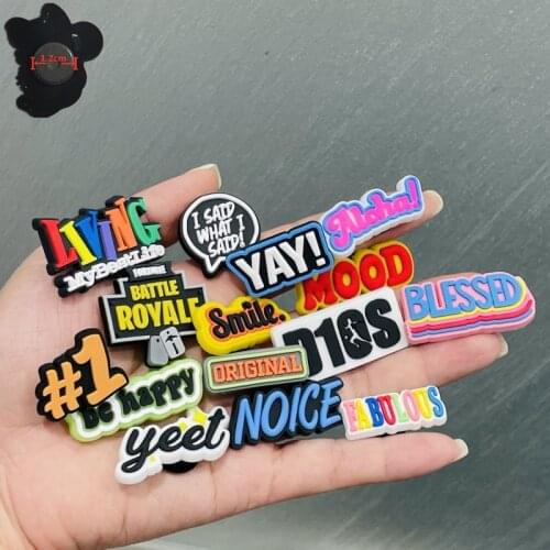16PCS PVC Colorful Cartoon Word Fridge Magnets YAY Living Smile Battle Mood Happy Refrigerator Magnetic Sticker Souvenir Gifts