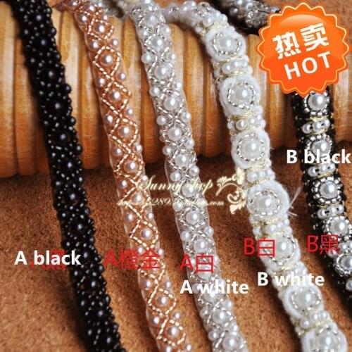 3Yard/ lot 1cm 4colors Vintage Net Beaded Flower Lace Trim Garment Accessory LW0290