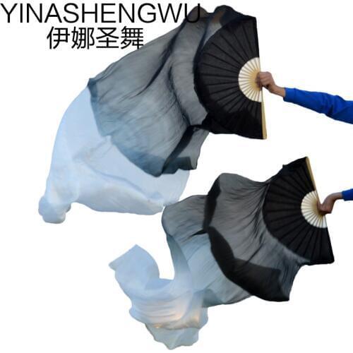New arrivals Stage Performance Props Silk Belly Dance Fans Gradient Colour Dance Accessories Belly Dancing Silk Fans (2pcs)