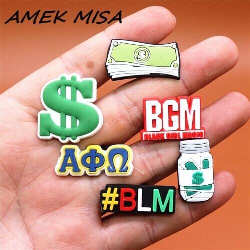 Freeshipping 1pcs BGM BLM Shoe Charms Dollar Greenback Money-Box Shoes Accessories Decoration Fit Croc Jibz Party Kids Gift U226