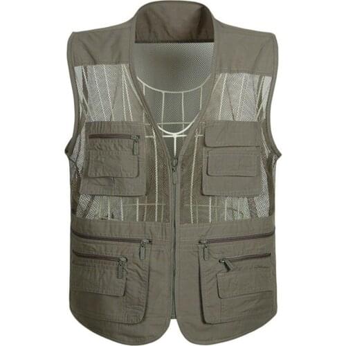Quick-Drying Mesh Tactical Vest Ultralight Fishing Camping Men Waistcoats Breathable photography travel Vest with Multi Pockets