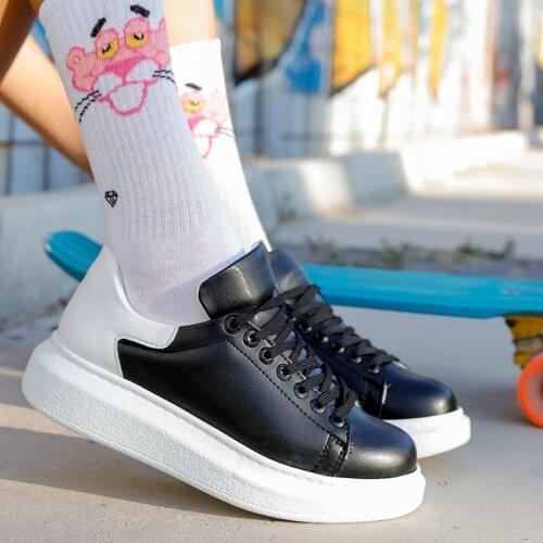 Chekich Womens & Mens Shoes Black and White Non Leather Lace Up Mixed Color Casual Unisex Sneakers Comfortable Spring Fall Orthopedic Odorless Sport Lightweight Breathable Ladies Gentlemen Sewing Sole CH256 Women V1