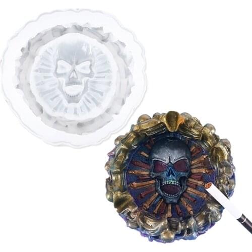 Skull Ashtray Epoxy Resin Mold Cigarette Ash Holder Silicone Mould DIY Crafts Jewelry Soap Plaster Casting Tool