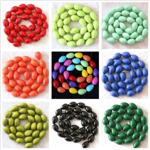 Hot sale high grade Glass synthetic Pearl 5x7mm7x9mm 9x13mm colorful waterdrop new arrival diy loose beads wholesale 15" B1083