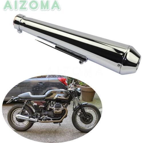 Chrome 17.5" Reverse Cone Exhaust Mufflers Pipe Cafe Racer 35mm-41mm Baffle for Honda Harley Yamaha V-twin Kawasaki KZ650 KZ900