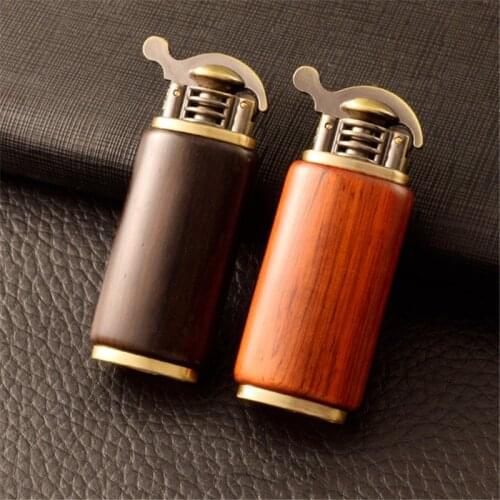 Dolphin kerosene lighter with wood-encrusted Rosewood .vintage grinding wheel cigarette tool