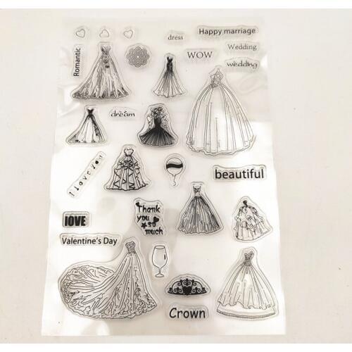 11*16 Beautiful Wedding Dress Transparent Silicone Clear Stamps DIY Seal for Scrapbooking Photo Album Decorative Stamp Sheet