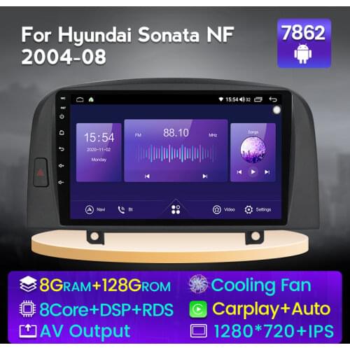 NaviFly 8 Core Android10 6+128G 1280*720QLED Car radio Multimedia Player for Hyundai SONATA NF 2004-2008 4GLTE carplay DSP
