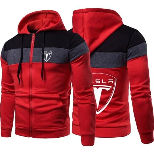 2021 New Men Tesla Comfortable Wild Warm Leisure Fashion Harajuku Zipper Hooded Sweatshirts Style Male Top Jackets Coats