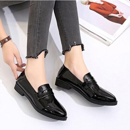 New Summer Autumn Shoes Women Thick Low Heels Shallow Pu Loafers Female Slip On Casual Comfort Low-heeled Shoes Ladies Footwear