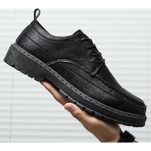 2021 Spring Autumn New Casual Non-slip Leather Martin Boots Men Business Waterproof Shoe for Male All-match Men Leather Shoes