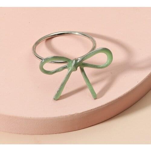 New Ins Girl Fluorescent Glowing Bowknot Rings for Women Minimalist Jewelry Glow In The Dark Finger Ring Birthday Gift