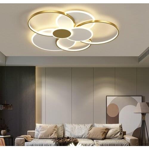 New Modern led Ceiling Chandelier Living Room Bedroom Study Circle Gold/Black Home Decor Chandelier Fixture With Remote Control