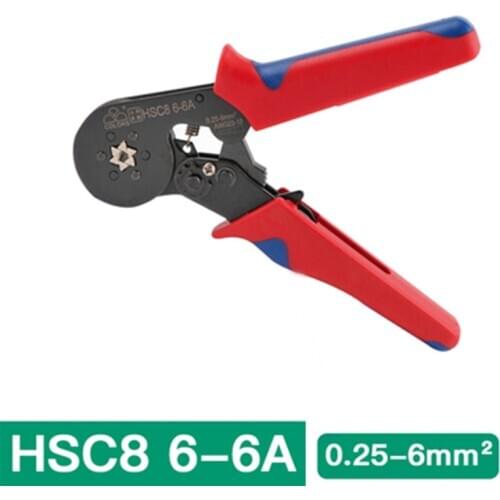 Tubular Terminal Crimping Tools Mini Electrical Pliers HSC8 6-4A/6-4B/6-6A 0.25-10mm2 23-10AWG Self-Adjustable Crimping Plier