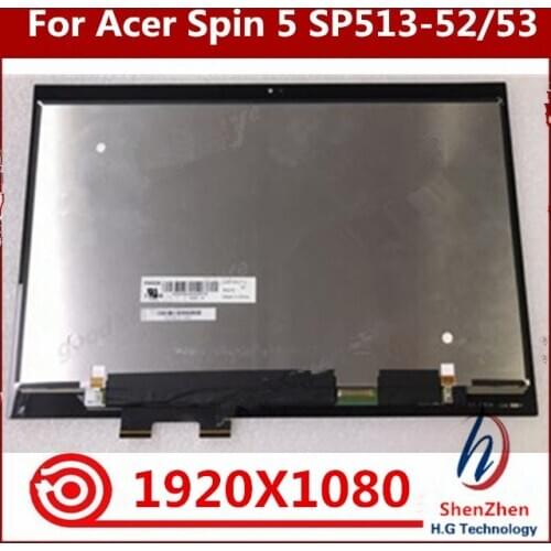 Original 13.3 Inch LCD Screen Display Touch Glass Digitizer Assembly For Acer Spin 5 SP513-52/53 FHD1920*1080