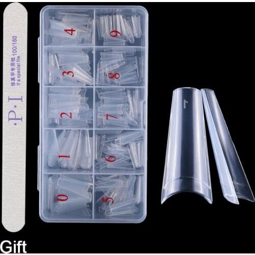500Pcs Clear Natural French Coffin False Nail Acrylic Nails Art Tips UV Gel Ultra Flexible ABS 100PCS Fake Nail Manicure Tools