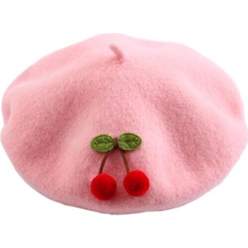 Wool beret hat women cherry painter hat winter warmth and cold protection retro newsboy hat beanie hat