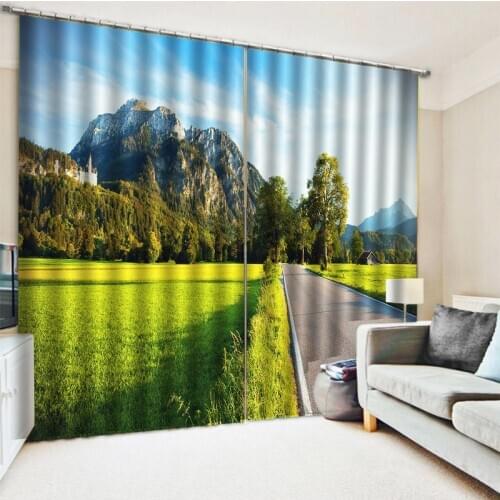 Custom curtains Nature scenery 3d print road scenery curtains Thick shading soundproof windproof curtain