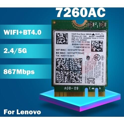 Wifi Card foDual Band Wireless-AC 7260 7260NGW 7260AC 04W3806 04W6059 04W3844 NGFF BT4.0+867M Wlan Card for IBM T440 T440S X240S
