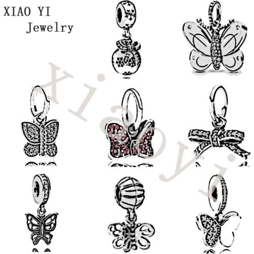 XIAOYI 2020 New 100% S925 Lovely cartoon girl bowknot butterfly series complete free shipping accessories romantic fashion gift