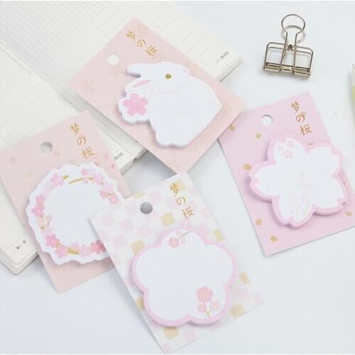 Yisuremia 120 Sheet Korea Kawaii Memo Note Sticker Label N Times Sticky Sakura Rabbit Office School Stationery Bookmark Cartoon
