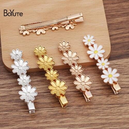 BoYuTe (10 Pieces/Lot) 16*55MM Alloy Flower Hair Clip Materials Factory Supply Handmade Diy Jewelry Accessories
