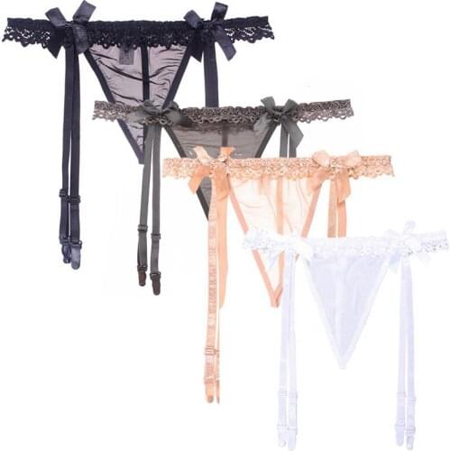 Womens Sexy Lingerie Plus Size Lace Garter Suspenders Transparent Underwear Adjustable Double Breasted Waist Belt For Stockings