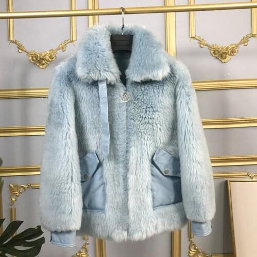 Winter Coat Women Wool Jacket Fashion Casual Sheep Overcoat Unique Design Collar 2020 New Arrival