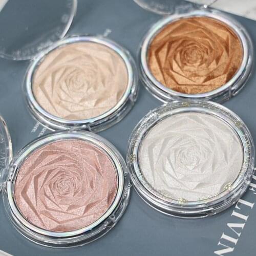 1PCS 4 Color Rose Highlight Powder Glitter Palette Face Contour Brighten Makeup Shimmer Illuminate The Face Highlight Cosmetic