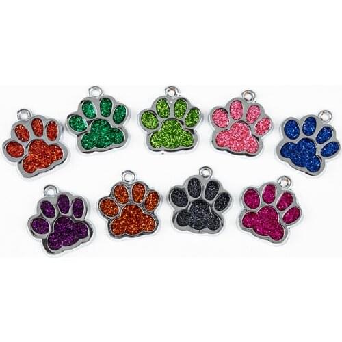 1Pc Personalized Dog Tag Engraved Dog Collar Puppy Pet ID Name Accessories Paw Glitter Pendant Address Tags For Dogs