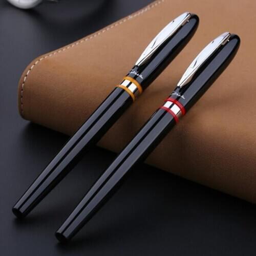1Pc High Quality Pimio 907 Montmartre Metal Ink Pen Black Lacquerred Red Or Orange Ring Medium Nib Fountain Pen