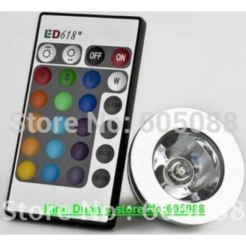 2016 hot selling DC12v 3w mr16 dimmable rgb led spotlight + IR remote controller, CE&ROHS,10pcs/lot wholesale,free shipping