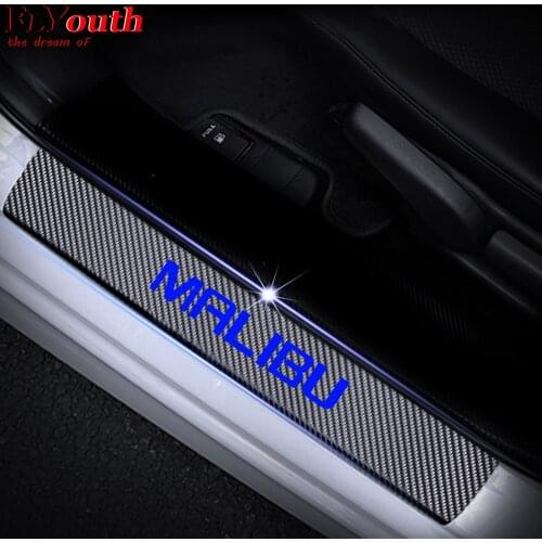 For Chevrolet MALIBU Door Threshold Plate Car Door Sill Welcome Pedal Stickers Scuff Plate Carbon Fiber Sticker 4Pcs Car Styling