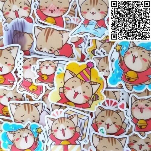 40 pcs Mixed Cartoon magic cat Sticker for DIY Luggage Laptop Skateboard Fridge Bicycle Phone toy Children Stickers