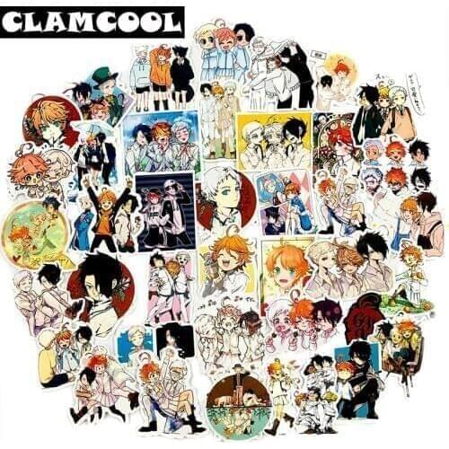 50Pcs Anime The Promised Neverland Yakusoku No Neverland Emma Ray Norman Cosplay Scrapbooking For Luggage And Bag Decorations