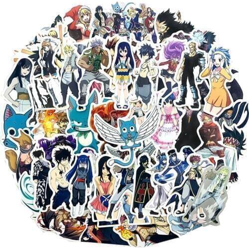 Hot 52Pcs Animation Lovely Fairy Tail Sticker For Suitcase Mobile Phone Guitar Refrigerator Scrapbooking Anime Sticker
