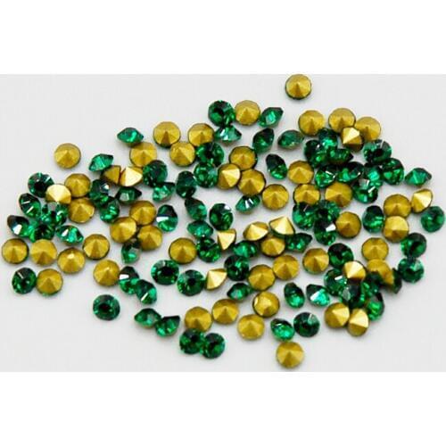 Promotions!SS4-SS20 1440pcs/bag Dark Green/Emerald Shine Point Back Rhinestones Chaton Glue Beads Stones For Wedding Dress DIY