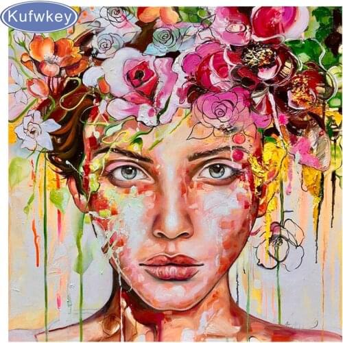 Flower woman 5D Diamond Embroidery,mosaic pattern,Cross Stitch kits,Needlework, Home Decor,square round Diamond Painting