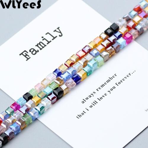 WLYeeS Austrian Square shape crystal beads 4mm 100pcs/lot Square Glass Loose bead for DIY Women Jewelry Necklace Bracelet Making