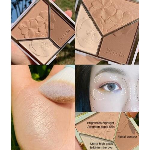 High Gloss Shimmer Powder Bronzer Repair Haileyter Pallet Makeup Cosmetic 3 in 1 Highlighter Powder Palette Face