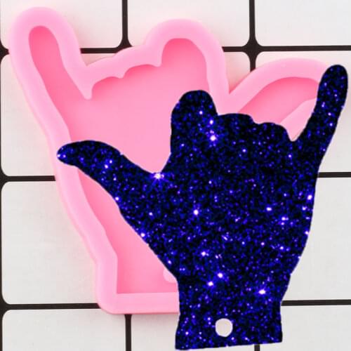 Shiny Peace Hand Silicone Mold Gesture Epoxy Resin Keychain Molds Fashion Jewelry DIY Handmade Charms Mould Pendant Moulds