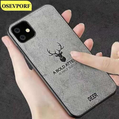 Cute Deer Phone Case For iPhone 12 Mini 11 Pro Max XS Max XR X TPU Frame Back Covers For iPhone 8 7 6 6S Plus Cloth Fabric Capa