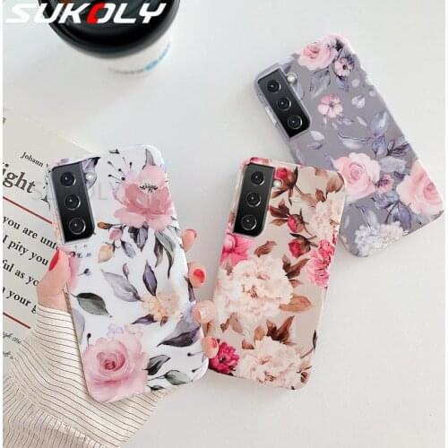 For Samsung Galaxy A52 A72 A12 A42 A32 5G A21S A51 A71 Flower Silicone Soft Case Cover For Samsung S21 Plus Ultra S20 FE Case