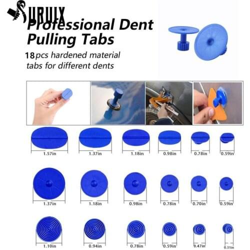 FURUIX 18 pcs Auto Repair Tool Dent Tabs Paintless Dent Repair Tools Durable Glue Tabs Suction Cup Car Repair Kit
