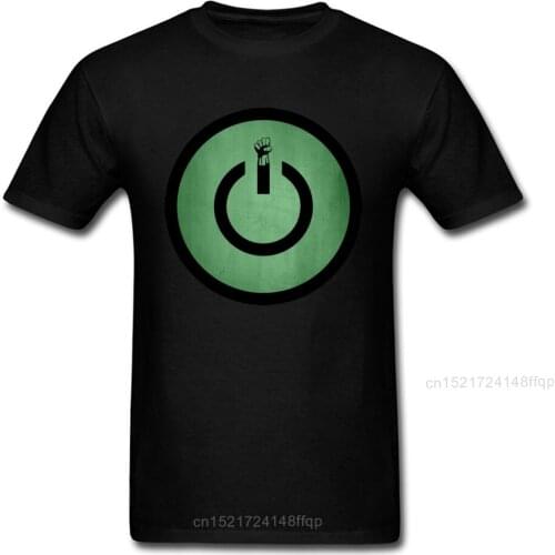 Street T Shirt Power To The People Tshirt Mens T-Shirts Activate Button Print Tees Cotton Black Clothing Cool Top Quality