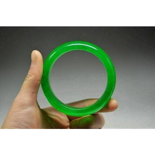 60 mm EXQUISITE CHINESE NATURAL JADEITE JADE HAND CARVED BRACELET