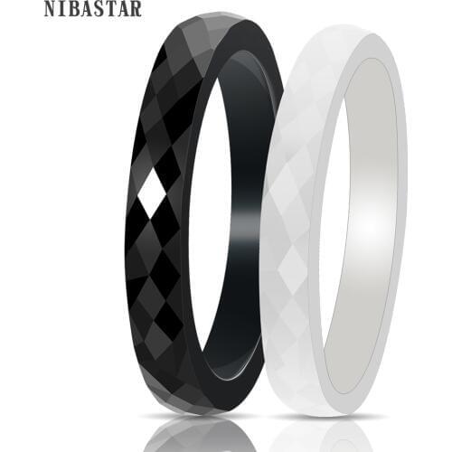 Fashion Simple Light Black/White Cut Ceramic Stacking Ring For Woman High Quality Jewelry Without Scratches Wedding Jewelry Ring