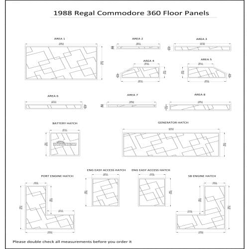 1988 Regal Commodore 360 Floor Panels Boat EVA Teak Decking 1/4" 6mm